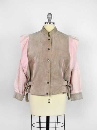 1980's Pink and Tan Suede Leather Jacket