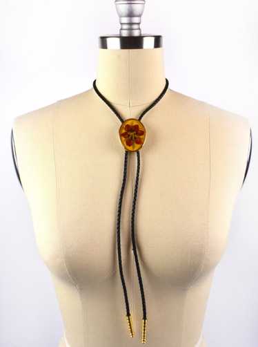 1980's Roses in Resin Bolo Tie by VonWest