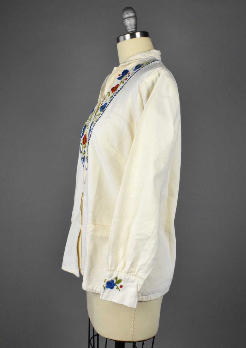 1960's Hand Embroidered Mexican Blouse by Helen C… - image 4