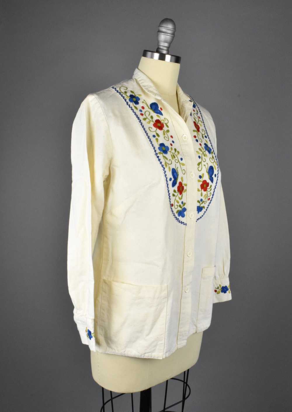 1960's Hand Embroidered Mexican Blouse by Helen C… - image 6