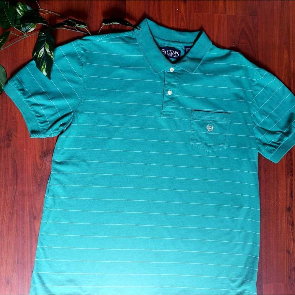 Chaps Chaps Green/White Stripe Polo - image 1