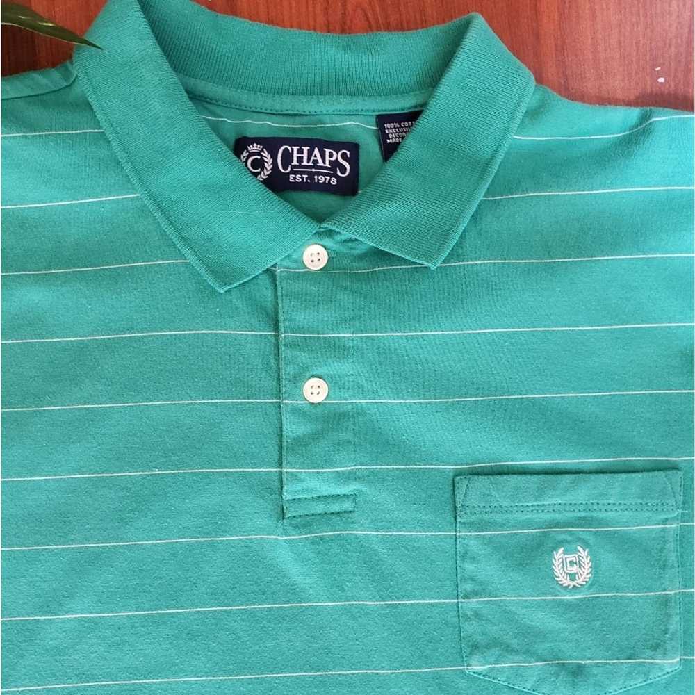 Chaps Chaps Green/White Stripe Polo - image 6