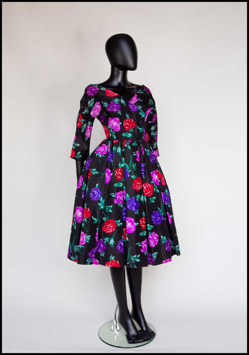 Vintage 1950s Rose Taffeta Tea Dress - image 2
