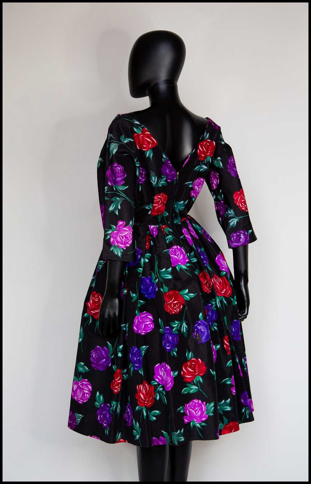Vintage 1950s Rose Taffeta Tea Dress - image 7