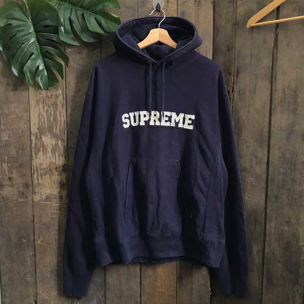 supreme metal plate pullover L ネイビー-