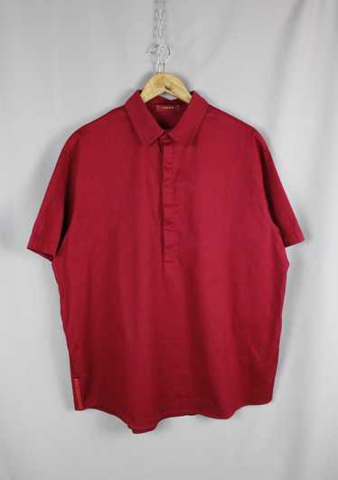 Prada Prada Red Logo Tab Burgundy Red Polo Shirt