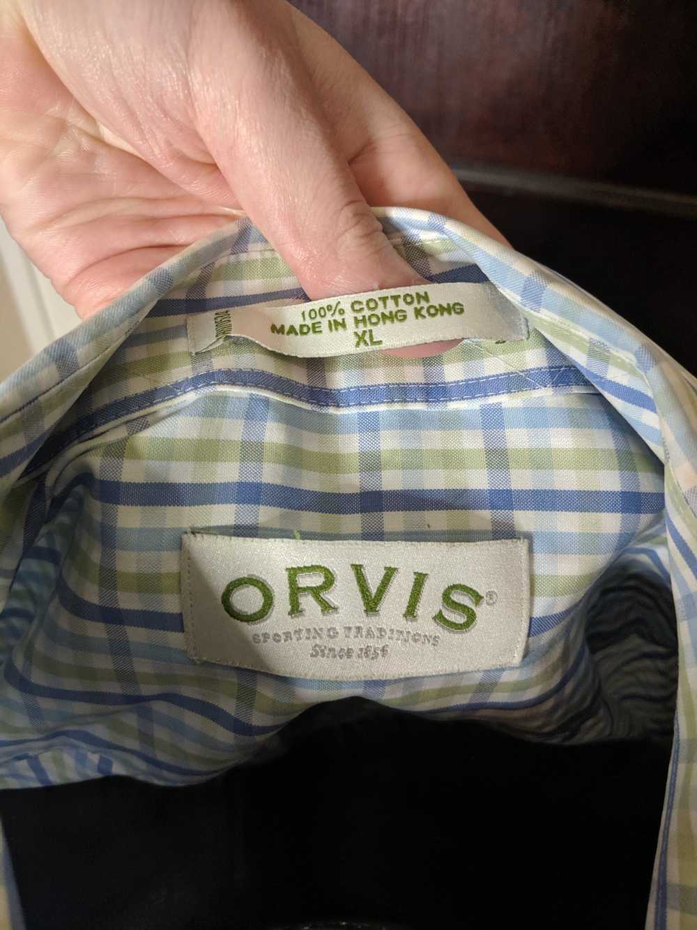 Orvis Green and blue plaid shirt sleeve shirt - image 5