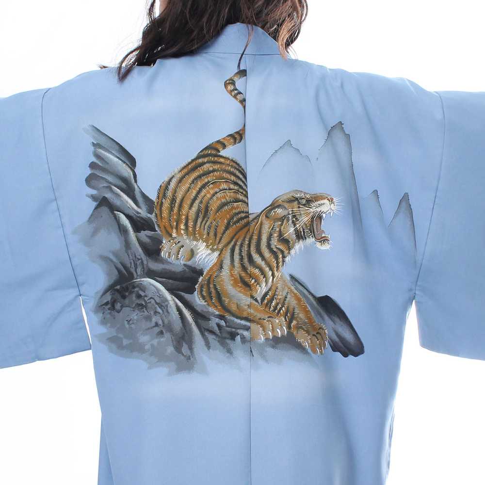 Blue Synthetic Kimono with Tiger - image 1
