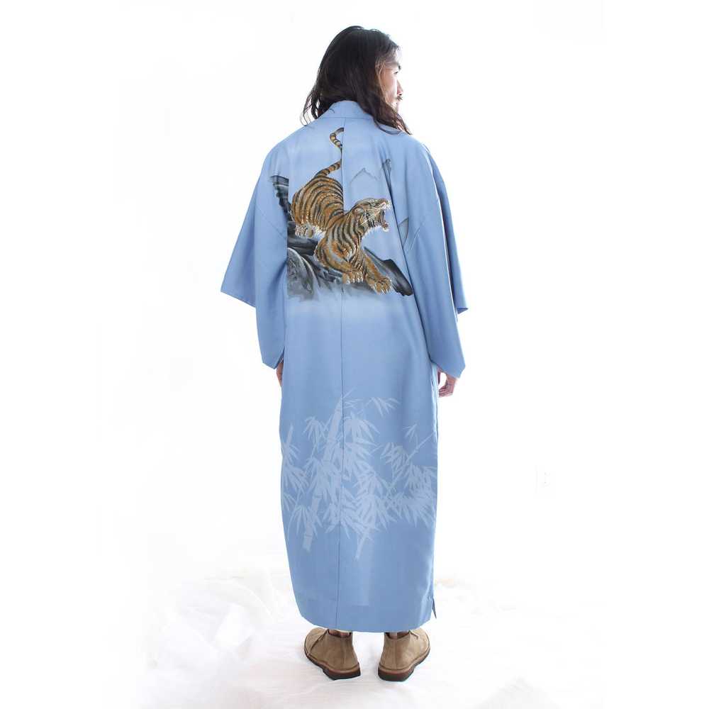 Blue Synthetic Kimono with Tiger - image 2