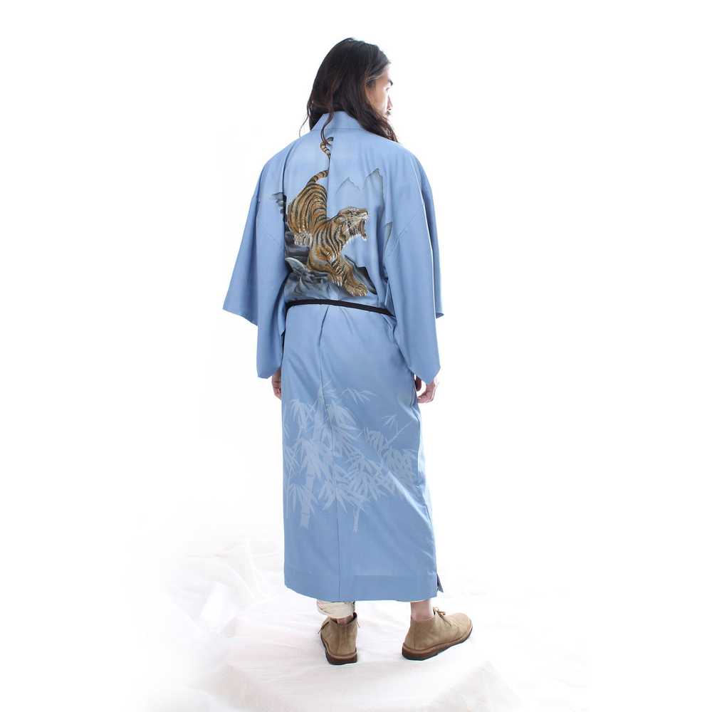 Blue Synthetic Kimono with Tiger - image 4