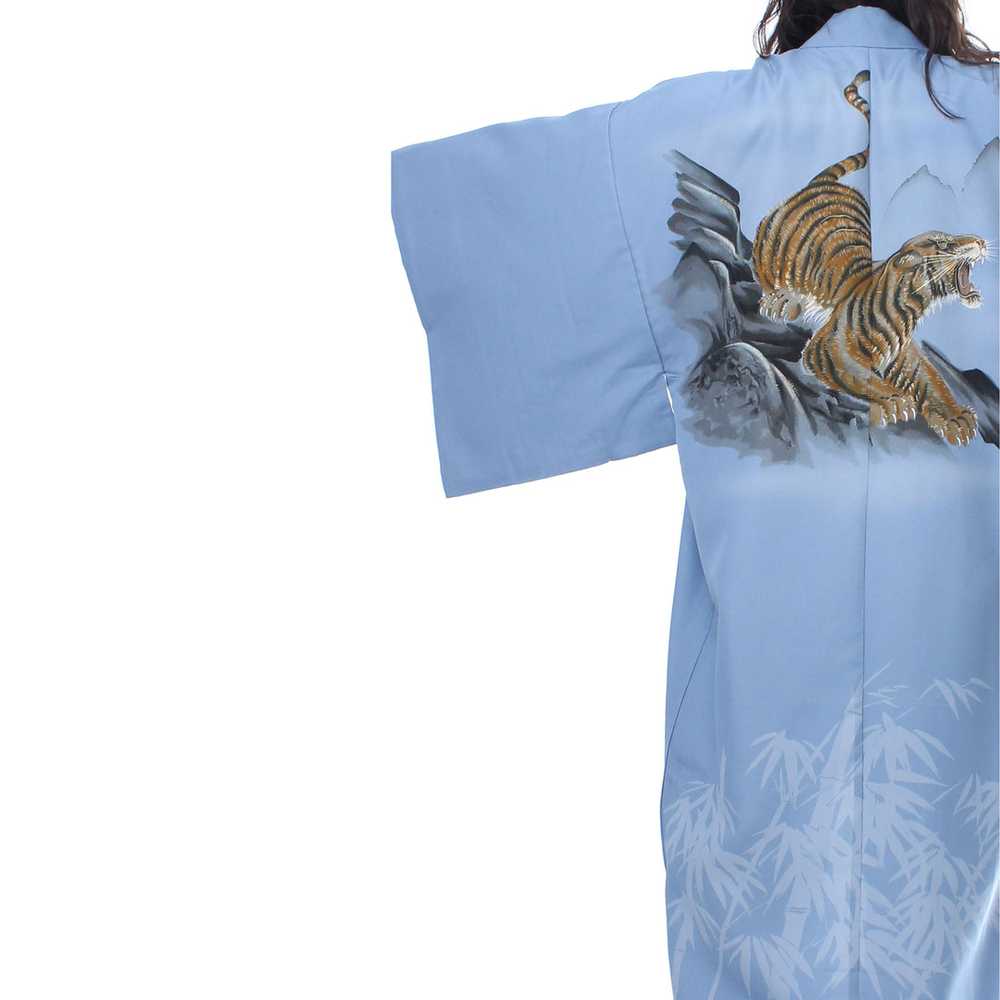 Blue Synthetic Kimono with Tiger - image 7