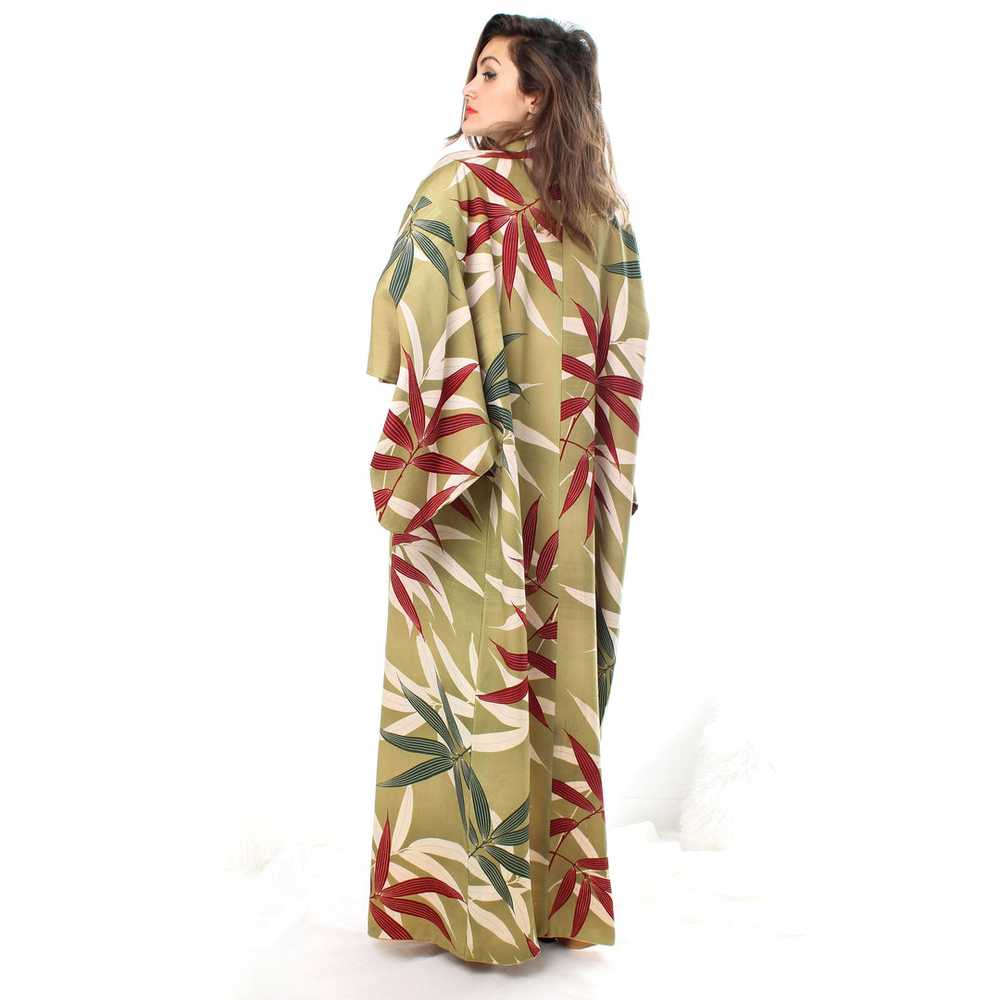 Sage Green Bamboo Leaves Kimono - image 2