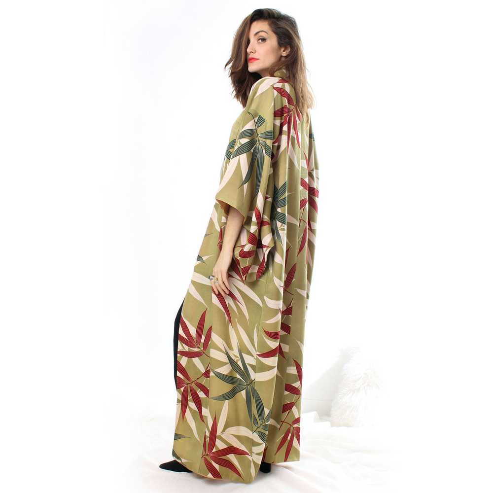 Sage Green Bamboo Leaves Kimono - image 7