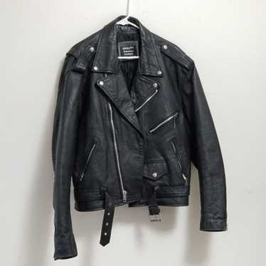 Other Vintage Black Leather Motorcycle Rider Jack… - image 1