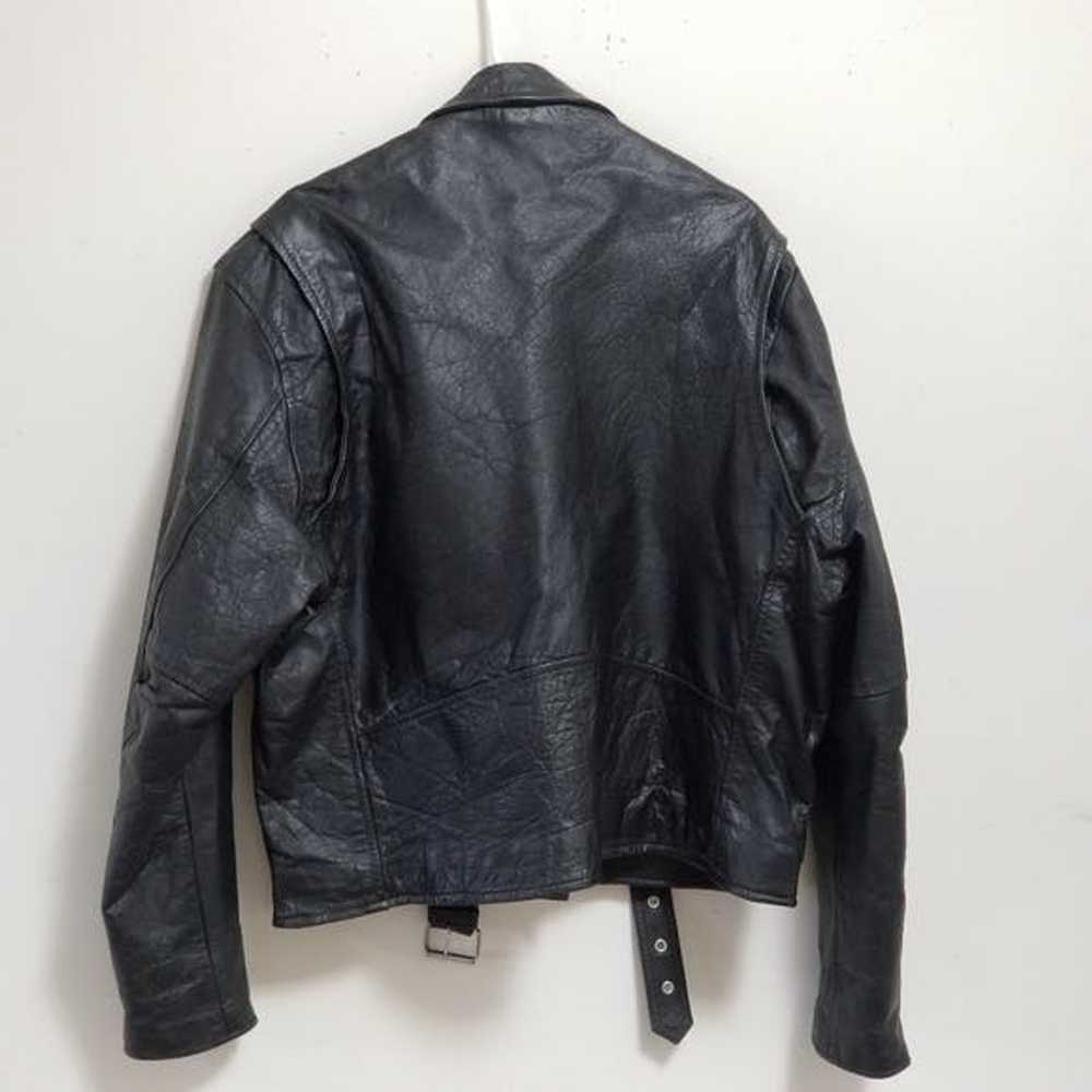 Other Vintage Black Leather Motorcycle Rider Jack… - image 3