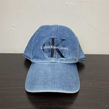 Calvin Klein Jeans, Accessories, Calvin Klein Light Blue Denim  Embroidered Monogram Logo Wash Dye Hat Cap