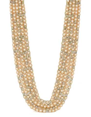 Chanel 1990s Vintage Multi-Strand Pearl & Crystal 