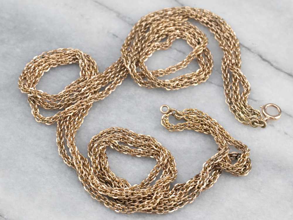 Antique Three Strand Chain Gold Necklace - image 2