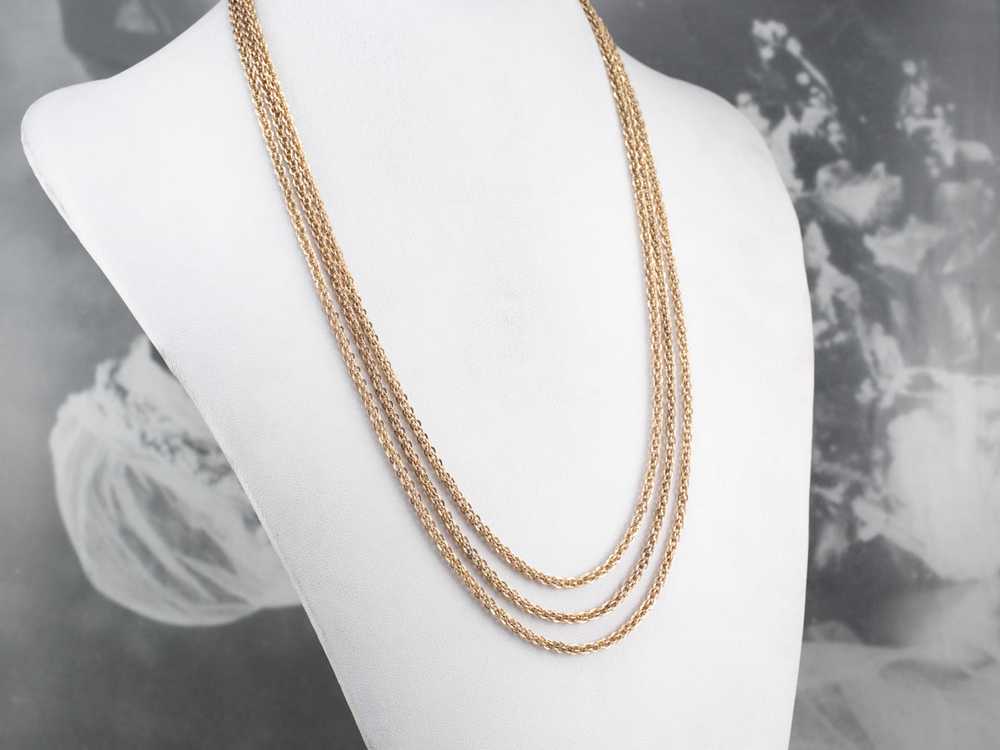 Antique Three Strand Chain Gold Necklace - image 5