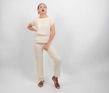 70s Floral Embroidered JUMPSUIT. Vintage Yellow J… - image 1