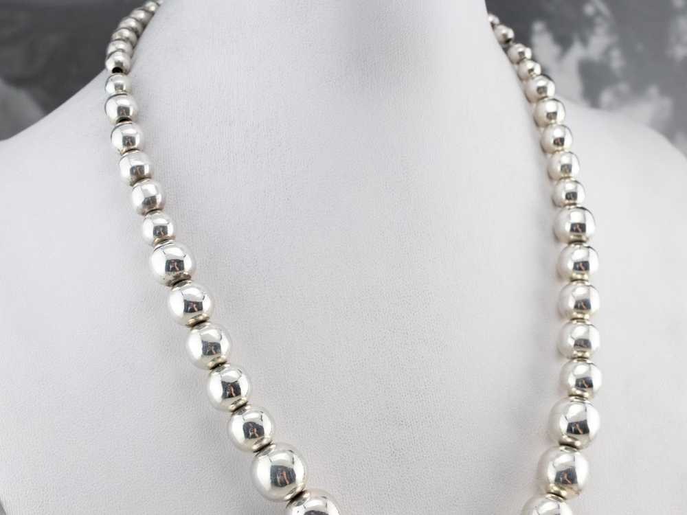 Silver Graduated Beaded Ball Chain Necklace - image 10