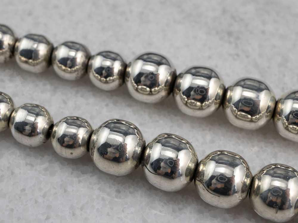 Silver Graduated Beaded Ball Chain Necklace - image 3
