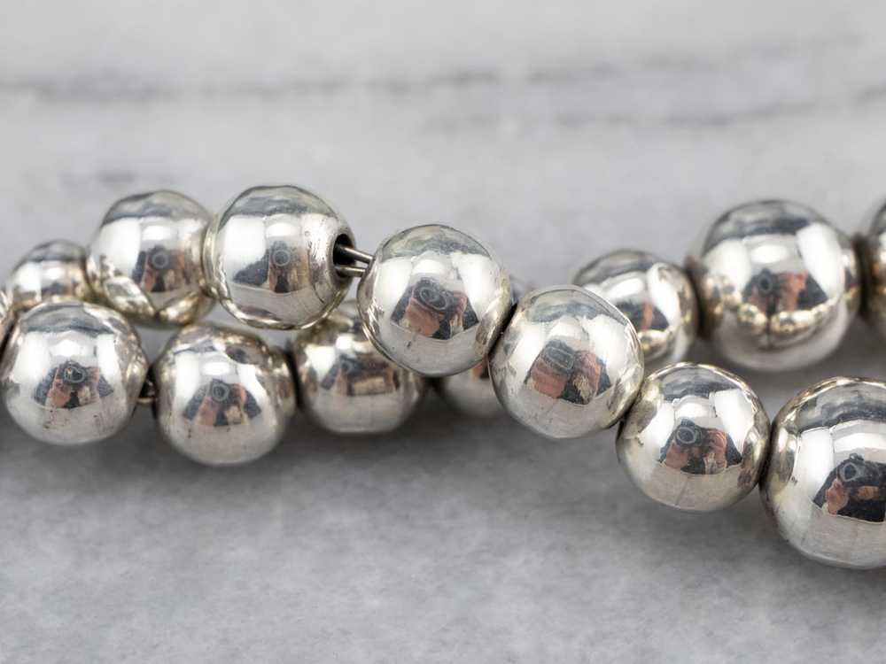 Silver Graduated Beaded Ball Chain Necklace - image 6
