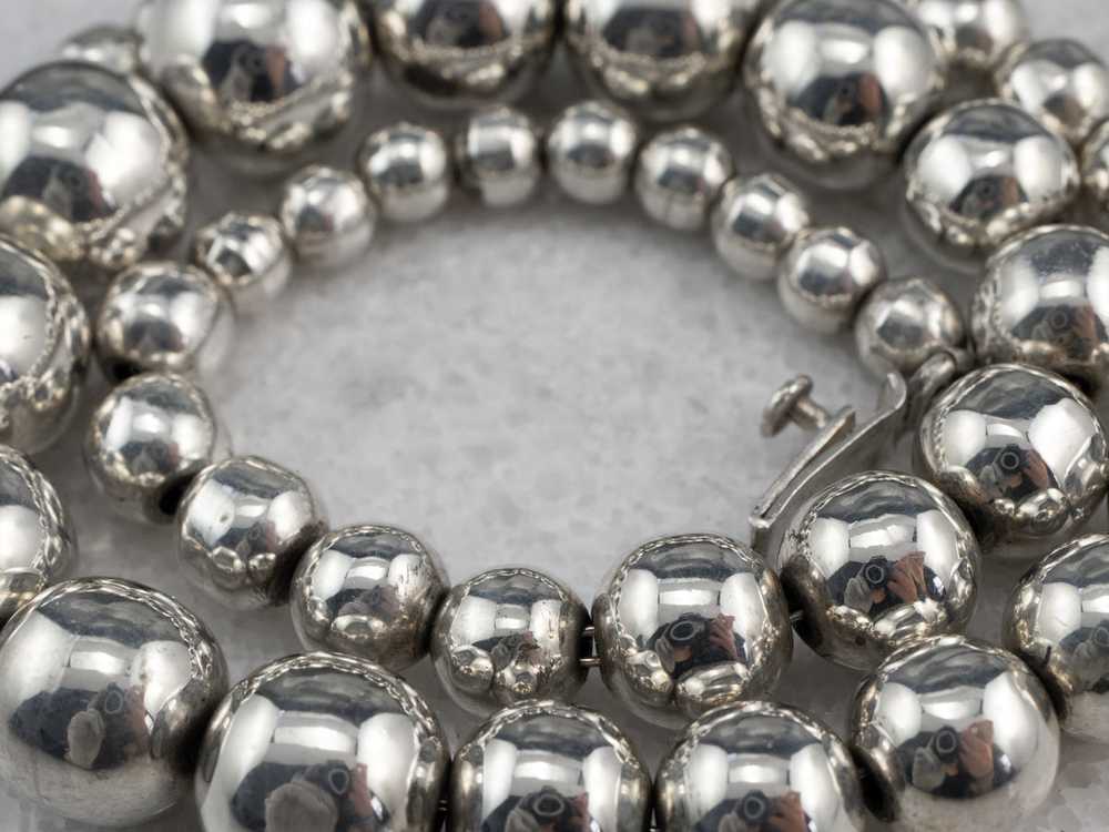 Silver Graduated Beaded Ball Chain Necklace - image 7