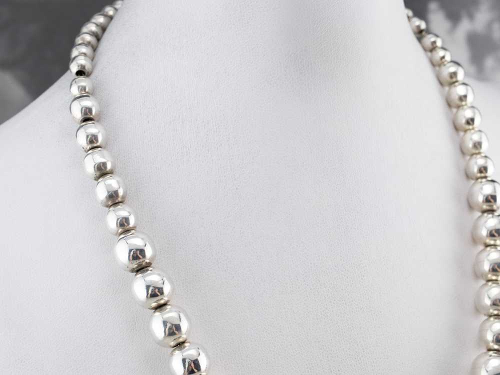 Silver Graduated Beaded Ball Chain Necklace - image 9