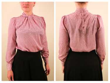 1980’s Vintage Pink Purple Mauve Abstract Brocade… - image 1