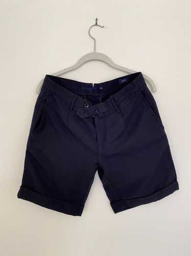 Incotex Incotex ChinoLino Navy Blue Pleated Shorts - image 1