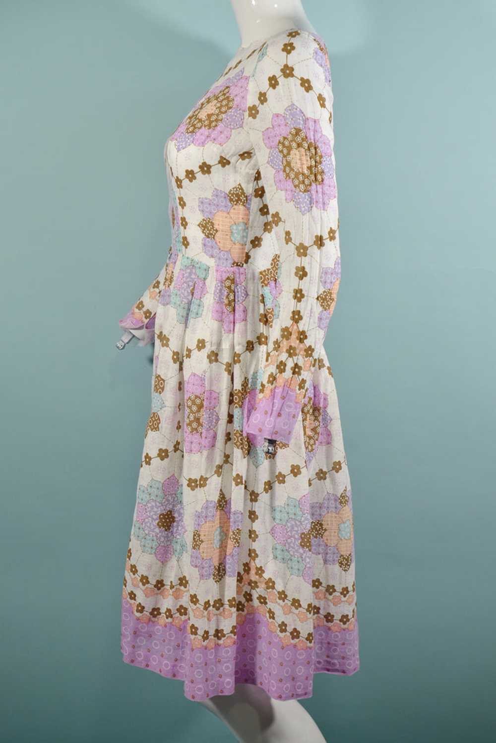 Vintage Faux Patchwork Cottagecore Mini Dress, Pr… - image 5