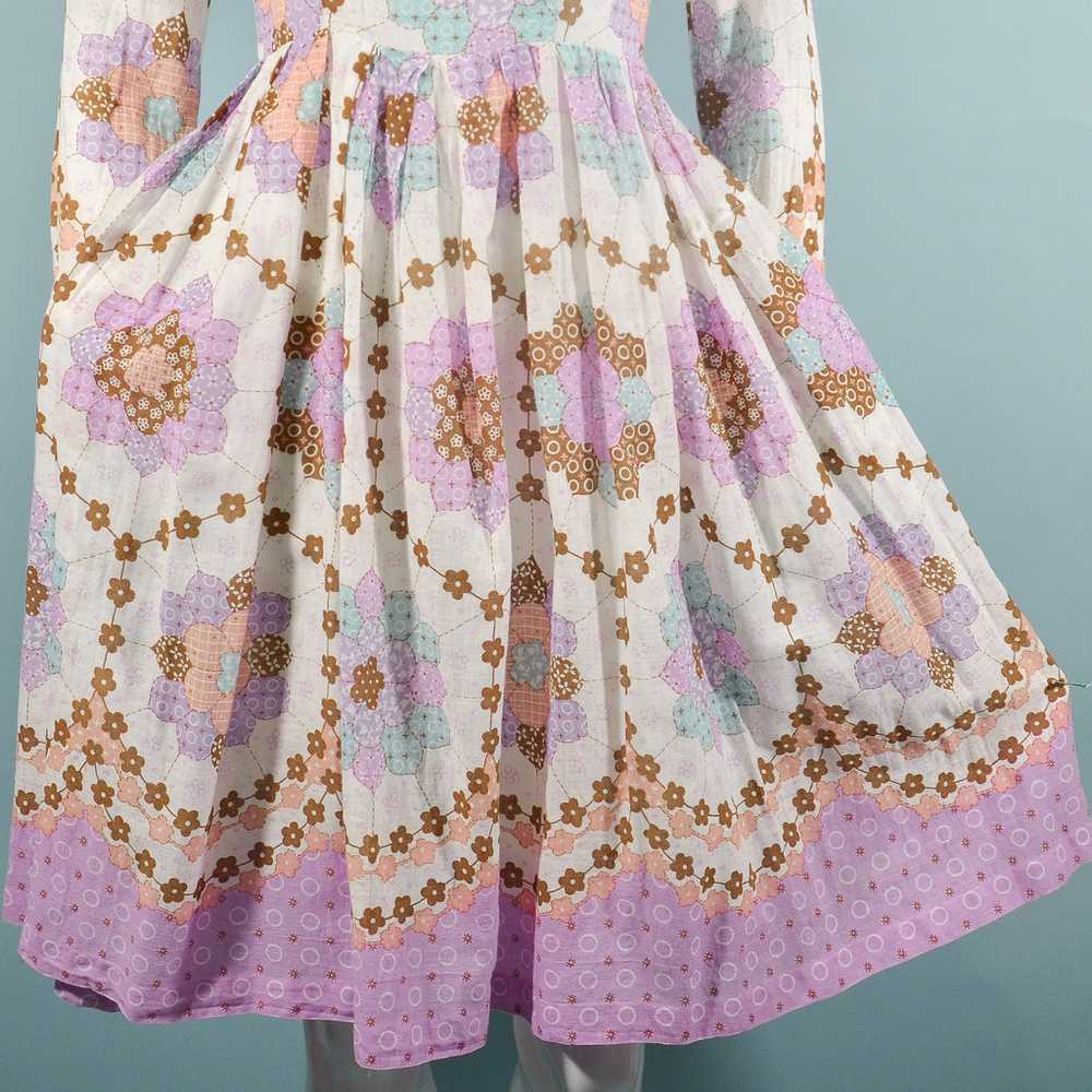Vintage Faux Patchwork Cottagecore Mini Dress, Pr… - image 7