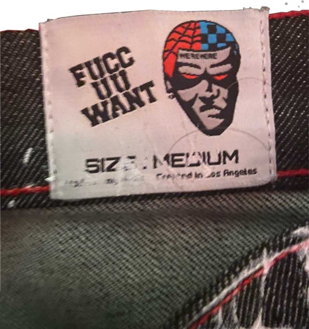 Streetwear FuccUuWant Spiderweb Denim Jeans - image 2
