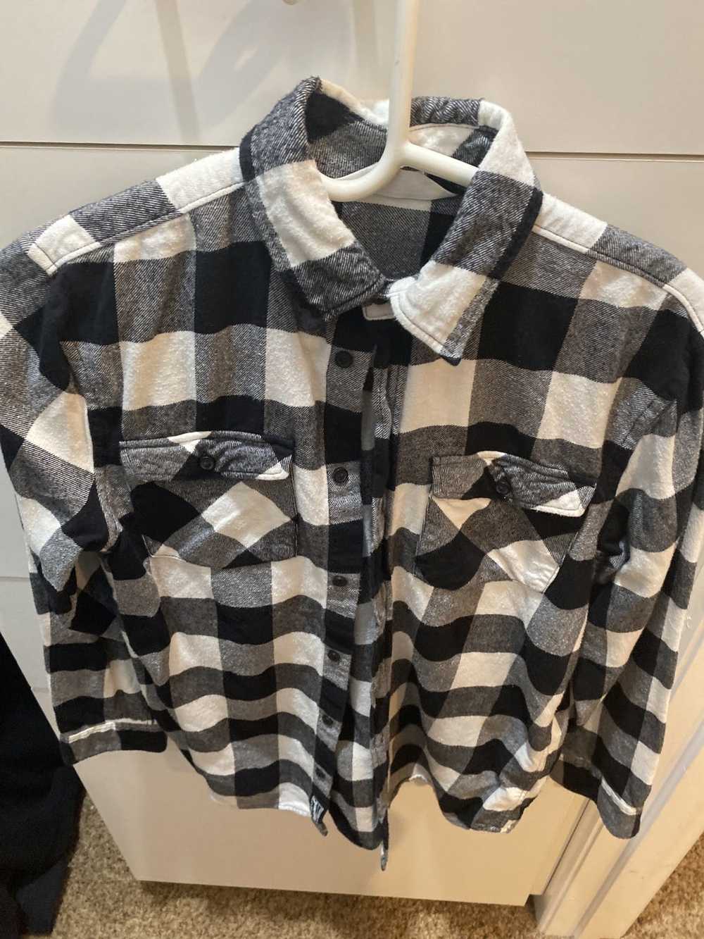 Vintage BLACK WHITE flannel GENTLY USED - image 1