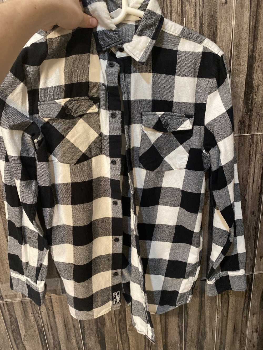 Vintage BLACK WHITE flannel GENTLY USED - image 2