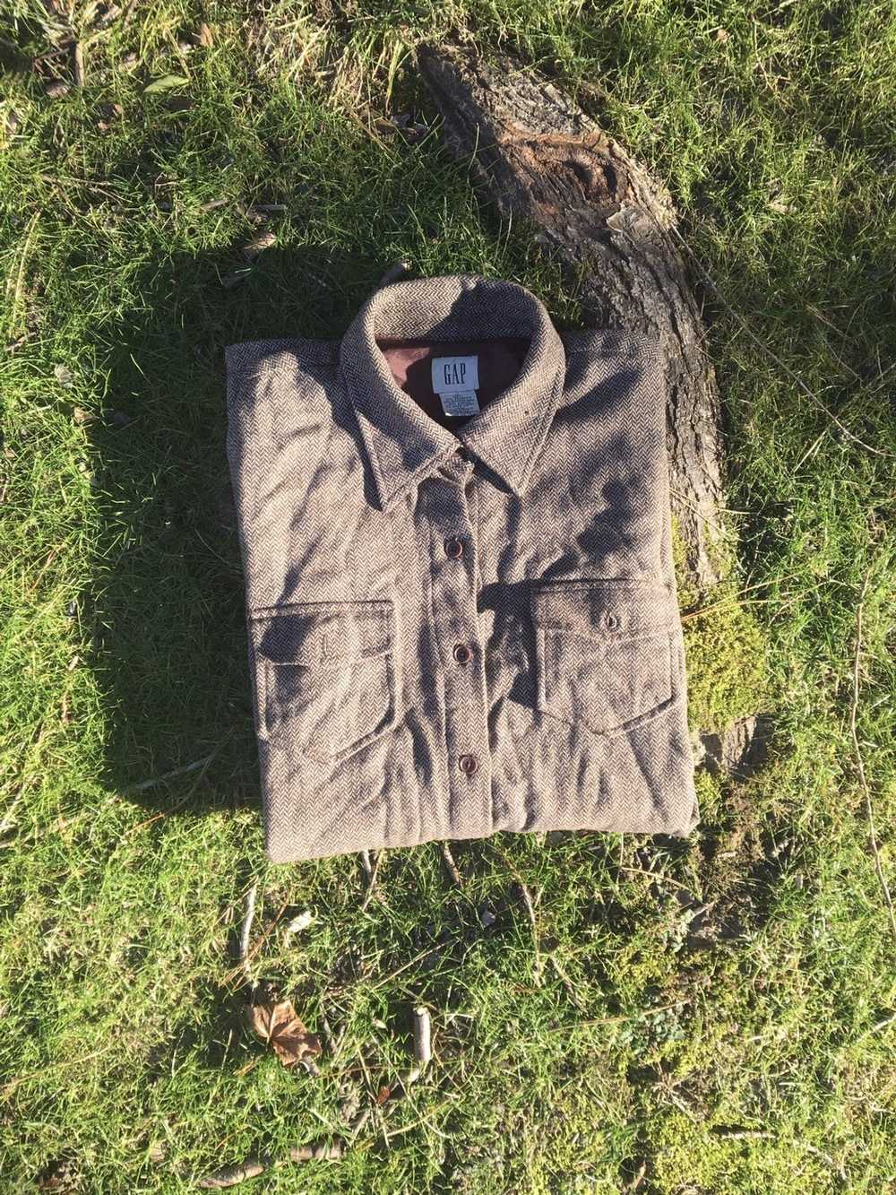Gap × Vintage Vtg 90s gap wool tweed shirt - image 1