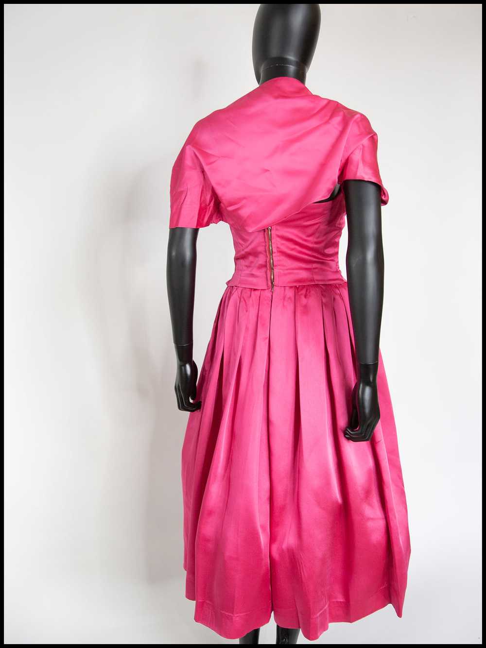 Vintage 1950s Shocking Pink Cocktail Dress - image 10