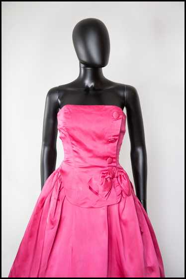 Vintage 1950s Shocking Pink Cocktail Dress - image 1