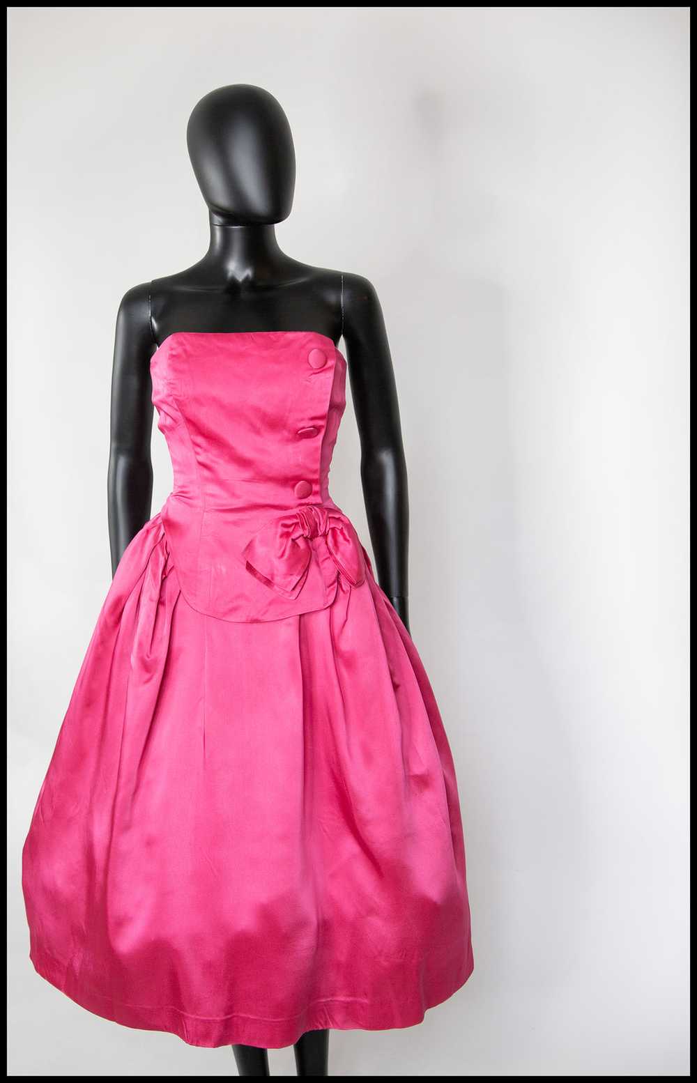 Vintage 1950s Shocking Pink Cocktail Dress - image 2