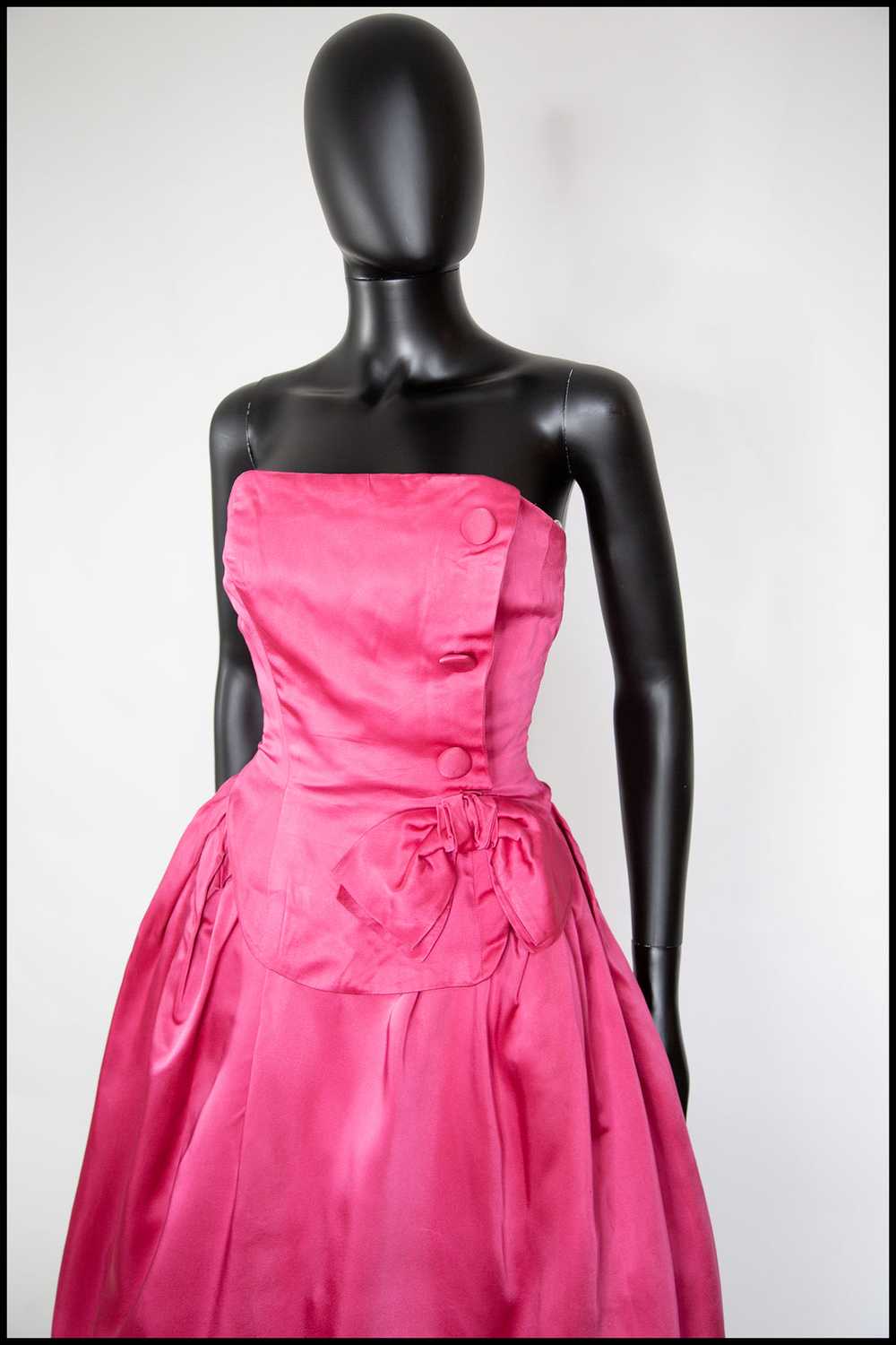 Vintage 1950s Shocking Pink Cocktail Dress - image 3