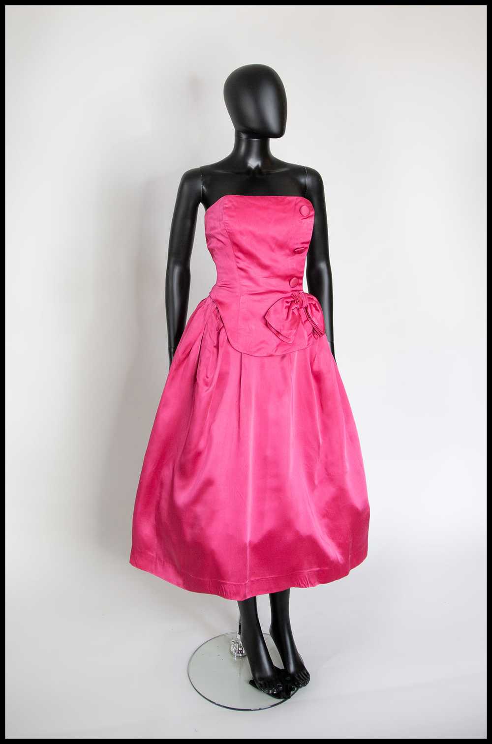 Vintage 1950s Shocking Pink Cocktail Dress - image 4