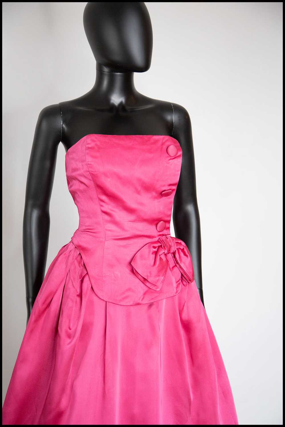 Vintage 1950s Shocking Pink Cocktail Dress - image 5