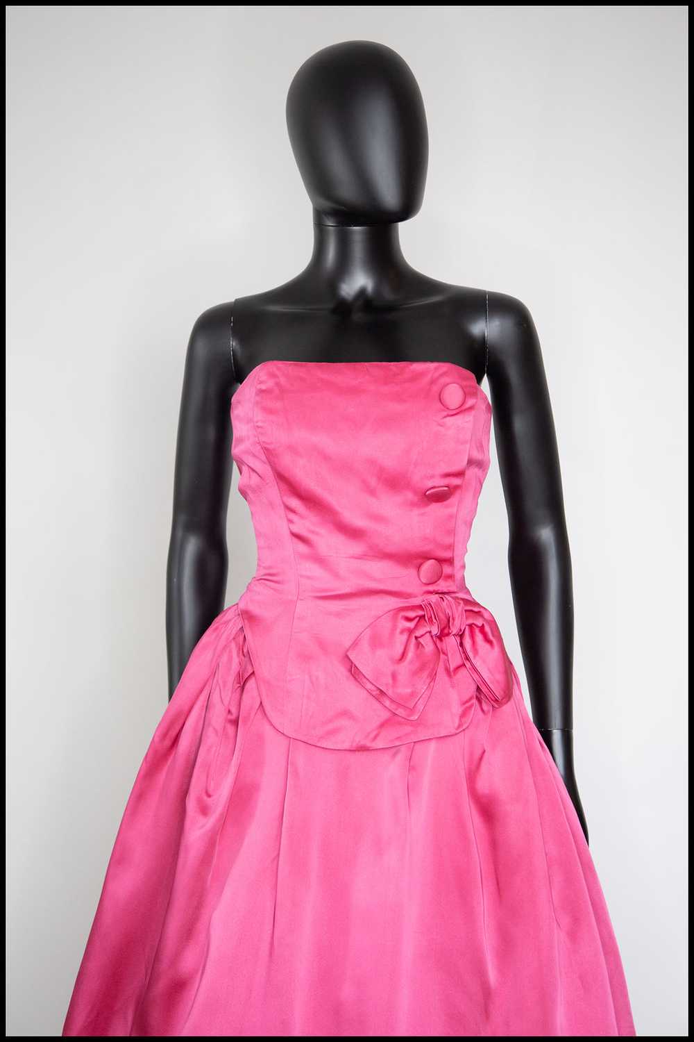 Vintage 1950s Shocking Pink Cocktail Dress - image 6