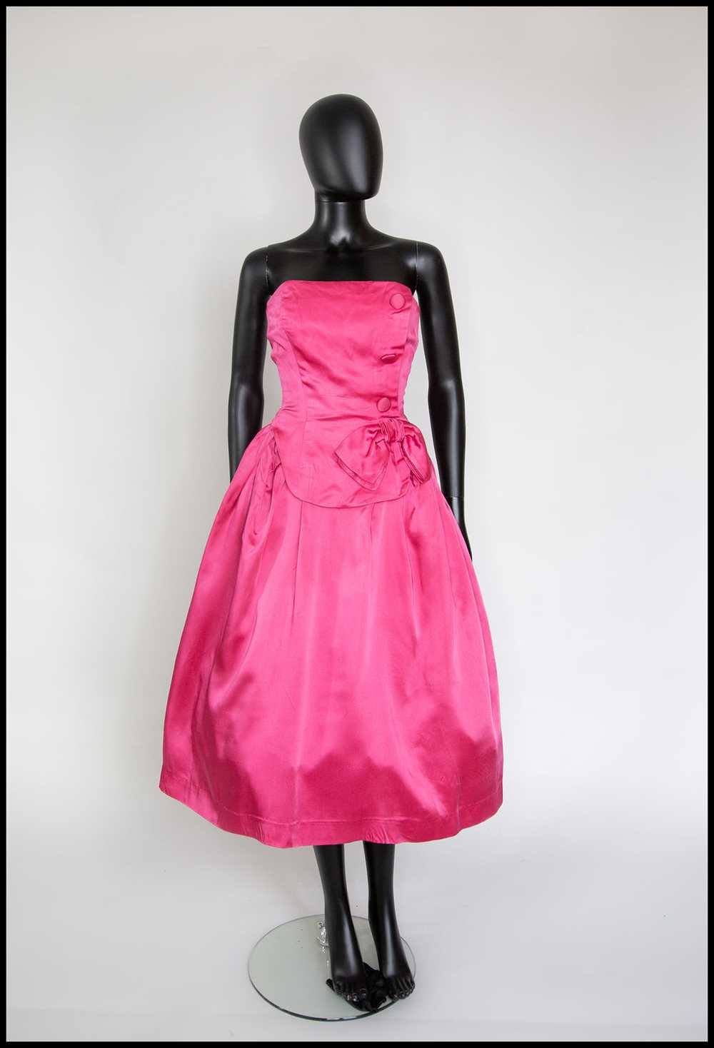 Vintage 1950s Shocking Pink Cocktail Dress - image 7