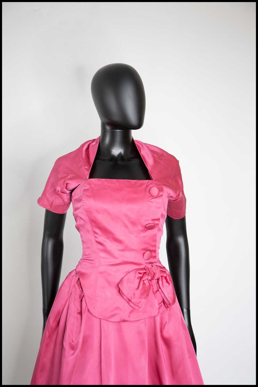 Vintage 1950s Shocking Pink Cocktail Dress - image 8