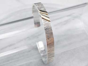 Unisex Mixed Metal Textured Cuff Bracelet - image 1