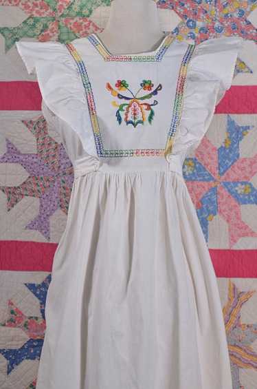 Vintage 60s Cottagecore Apron Pinafore Maxi Dress… - image 1