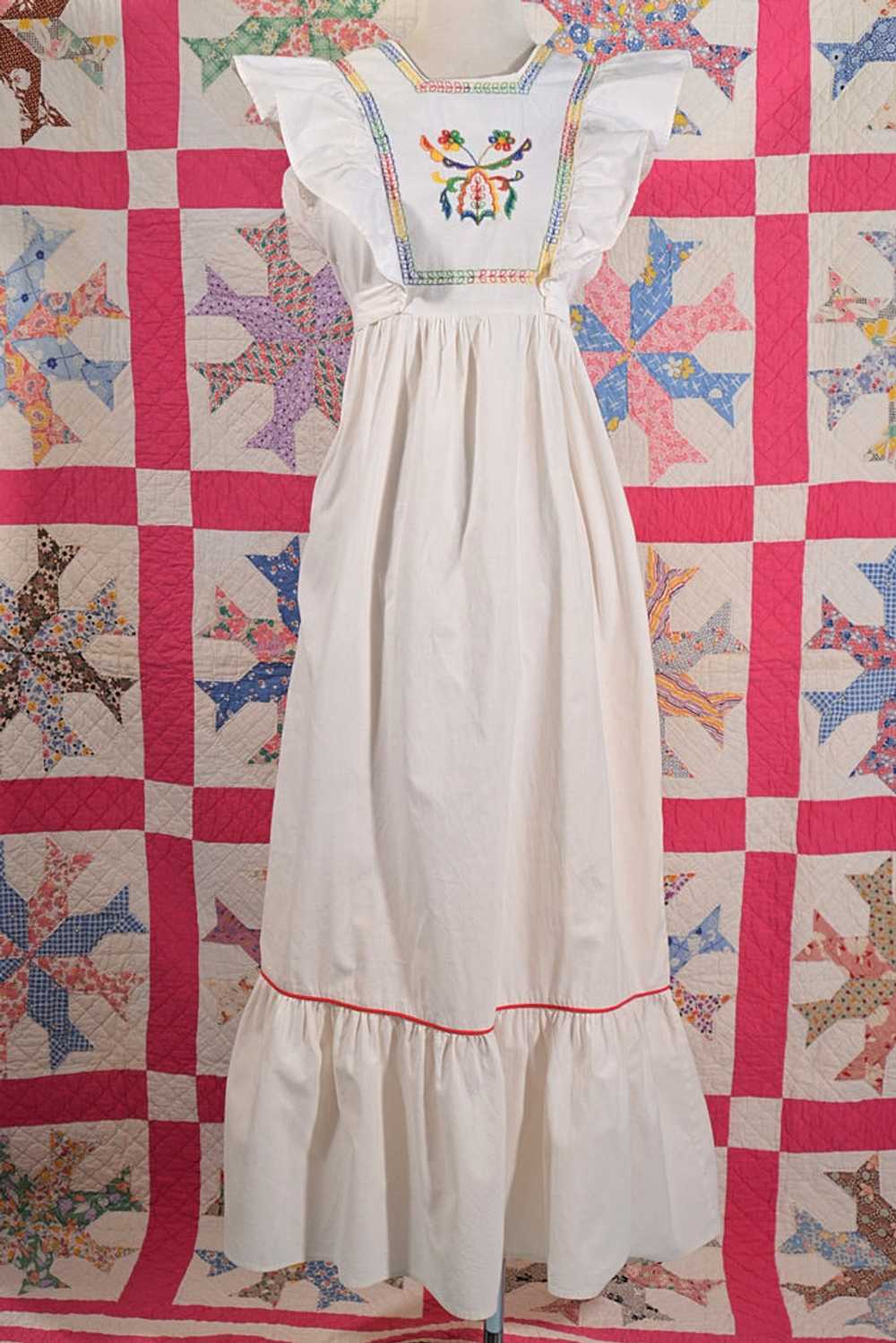 Vintage 60s Cottagecore Apron Pinafore Maxi Dress… - image 3