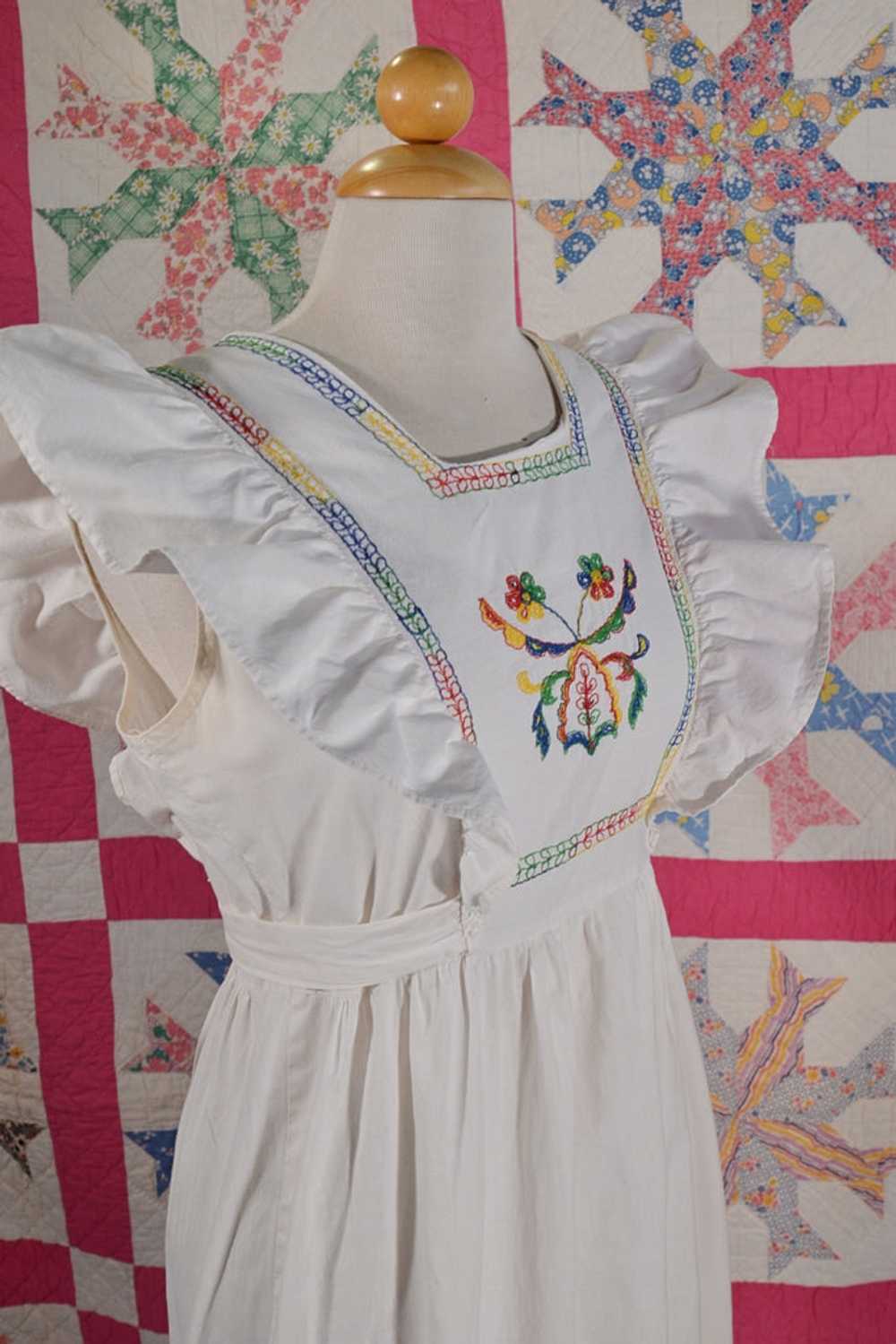 Vintage 60s Cottagecore Apron Pinafore Maxi Dress… - image 4